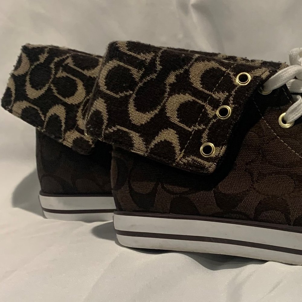 Coach Ladies Brown &Tan High Top Sneakers